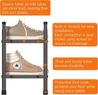 TZAMLI 2-Tier Shoe Rack for Closet, Expandable and Stackable Shoe Organizer Adjustable Metal Shoe Storage Small Shoe Shelf for Entryway Entrance, Brown
