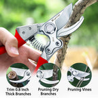 Kynup 2Packs Pruning Shears for Gardening, Garden Shears Scissors Heavy Duty, Bypass Pruner Hand Shears, Tree Trimmers Secateurs, Garden Clippers for Plants, Hedge Shears, Garden Tools (Red)