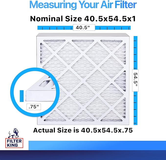 Filter King 40.5x54.5x1 Air Filter | 4-PACK | MERV 8 HVAC Pleated A/C Furnace Filters | MADE IN USA | Actual Size: 40.5 x 54.5 x .75"