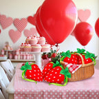 Whaline 12Pcs Strawberry Shaped Treat Bags Red Green Strawberry Drawstring Bags Cute Fruit-Themed Gift Pouches for Item Storage Jewelry Packaging