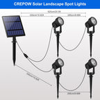 Solar Spot Lights Outdoor, 4-in-1 Solar Landscape Spotlight Waterproof 9.8ft Cable, 5W 3000mAh, Auto ON/Off Adjustable Wall Lights for Yard, Ground, Garden, Pool, Lawn (Cold White)