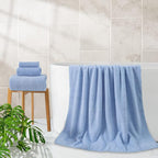 4 Piece Extra Large Bath Towels Set 35x70 Inches, Blue Oversized Soft Bath Sheet Towels 600 GSM Highly Absorbent Quick Dry Towels Set for Bathroom Hotel Spa