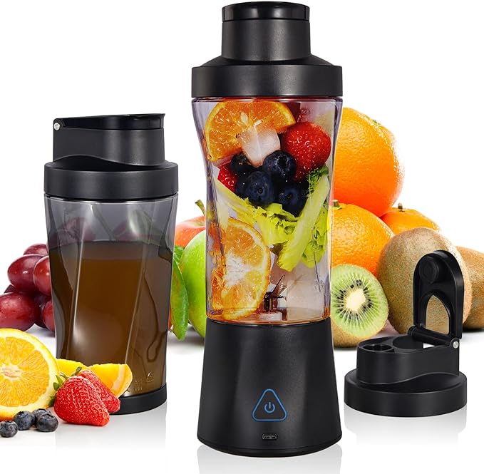 Personal Blender Wireless 24oz Cordless Mini 360 Watt Portable Blender-for Smoothies Freshly Squeezed Juices 6000mAh Self Cleaning and BPA Free Portable Juicer with 6 Sharp Blade Carbon Black