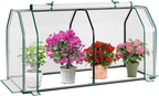 Happygrill Portable Mini Greenhouse w/Roll-up Zipper Door & All-Weather PE Cover, Outdoor & Indoor Greenhouse for Raised Garden Bed, Vegetables, Flowers, Patio, Lawn, Yard, Balcony