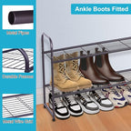 KEETDY 2-Tier Long Shoe Rack for Closet Entryway Shoe Organizer for 18 Pairs Sneakers, Metal Stackable Shoe Storage Shelf with Wire Grid for Bedroom, Floor, Bronze