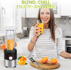 Smoothie Blender,1000W Max Blenders for Shakes and Smoothies in Kitchen, With Two Portable Bottle and Spout Lids(1 * 27oz&1 * 6.7oz),Coffee Grinder, 3 Modes Nutritional Recipe Blender,Black