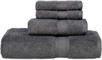 Casa Lino 100% Cotton Bath Towels Set of 4 (1 Bath Towel, 1 Hand Towel & 2 Wash Cloths) - Bathroom Towels and Washcloths Set - Complete Bathroom Set - Guest Room Essentials - (Charcoal Black)