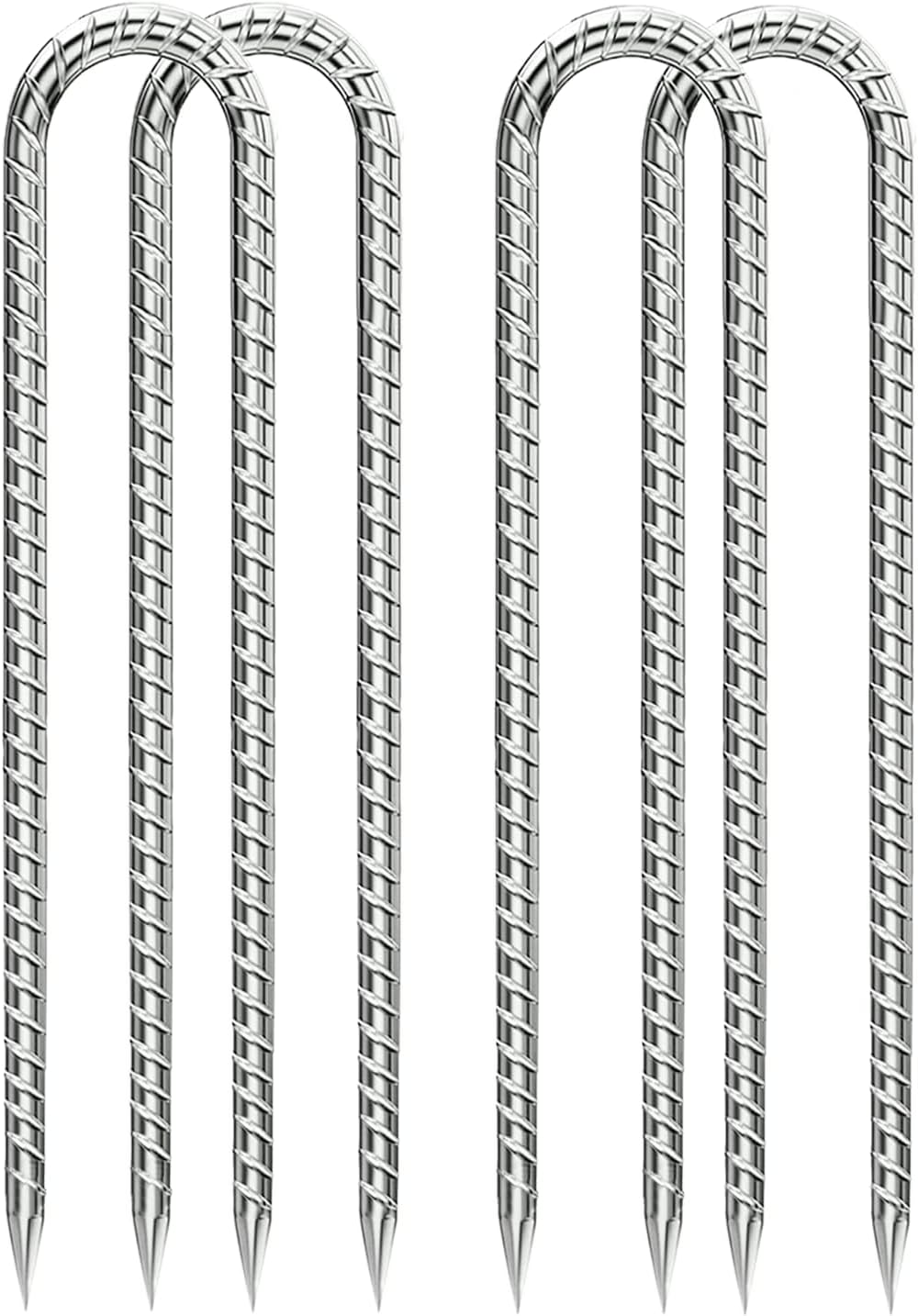 Rebar-Stakes-12-Inch, Ground Stakes Heavy Duty U-Hook Galvanized Anti-Rust Ground Anchors for Camping Tent Trampoline Accessories Dog Fence Chicken Coop Deer Fence 4pcs