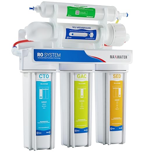 Max Water 5 Stage 100 GPD (Gallon Per Day) RO (Reverse Osmosis) Standard Water Filtration System for Heavy Duty - Under-Sink/Wall Mount - Model: RO-5W3