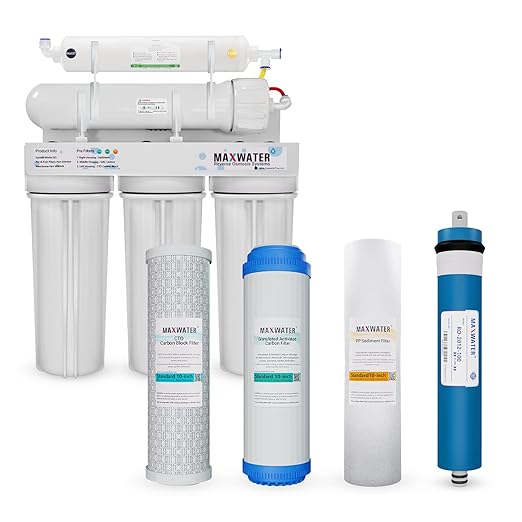 Max Water 5 Stage 100 GPD (Gallon Per Day) RO (Reverse Osmosis) Standard Water Filtration System for Heavy Duty - Under-Sink/Wall Mount - Model: RO-5W3