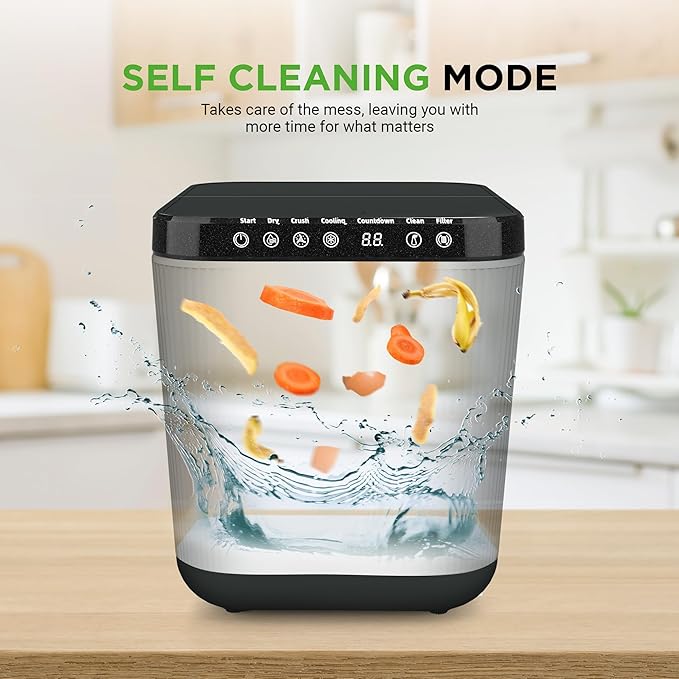 Nutrichef 3L Electric Kitchen Composter - Compost’s Organic Material & Food Scraps | Countertop Automatic Compost Bin | Dry, Crush, & Cooling Functions | Perfect for Kitchens & Apartments | Grey