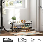 2-Tier Shoe Rack for Closet, Expandable Metal Shoe Organizer, Adjustable Shoe Shelf Storage Organizer, Standing Shoe Rack for Entryway Closet Doorway