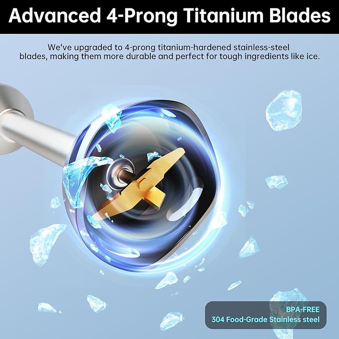 Immersion Blender 1000 Watts Scratch Resistant Hand Blender,20 Speed and Turbo Mode Hand Mixer, 3-in-1 Heavy Duty Copper Motor Stainless Steel Smart Stick with Egg Beaters and Chopper