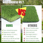 Petgrow Luxurious Artificial Grass Realistic Turf 2 X 39 Feet,1.57 Inch Pile Height Ultrathick Indoor/Outdoor Dog Fake Faux Grass,Synthetic Grass Rug Garden Landscape Patio,Drainage Holes