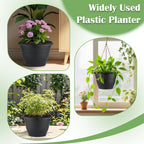 Plant Pots Indoor with Drainage, 3 Pack 11 Inch Plastic Pots for Plants（10 inch Inner Diameter）, Durable Plastic Flower Pots, Planters for Indoor Ourdoor Plants, Black