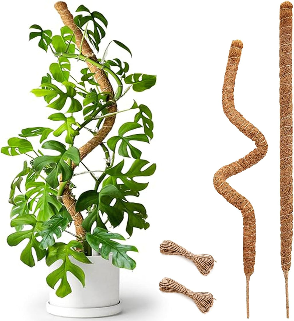 Soupiar 2 Pack 25" Moss Pole, Bendable Moss Pole for Plants Monstera, Moss Poles for Climbing Plants Indoor, Handmade Coco Coir Plant Pole Sticks Support Stakes for Potted Plants
