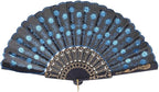 QIRMIZI 10 Pack Fabric Folding Handheld Fans, Perfect for Weddings, Parties, and Dancing,Light Blue