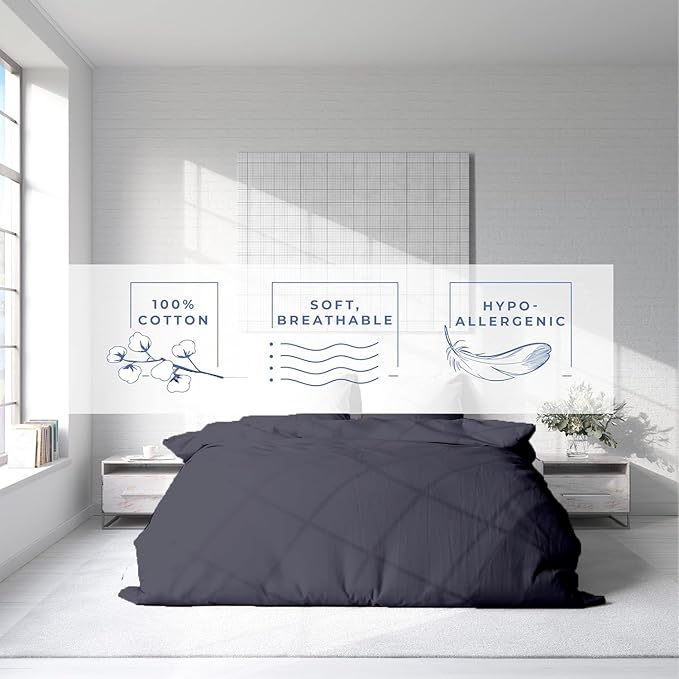 Kotton Culture 120"x120" 1 Pc Super King Plus/Super Oversize King Duvet Cover Only 100% Egyptian Cotton - 600 TC Comforter Cover, Zipper Closure & Corner Ties -Fits Only Extra Large Inserts -Dark Grey