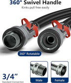 Garden Hose, Flexible Ultra Lightweight Durable, Kink-Free Water Hose with 10 Function Sprayer - Non-Shrinking, Easy to Store, All-Weather, High-Pressure, Black (25 FT)