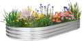 JERIA 8×4×1ft Oval Raised Garden Bed,Galvanized Raised Garden Bed Kit Outdoor Metal Gardening Planter Box for Vegetable, Fruits, Flower，Herbs