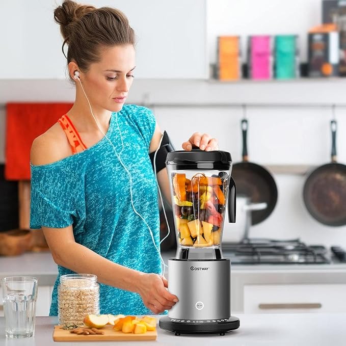 COSTWAY Professional 64oz Countertop Blender, Smoothie Maker Built-in Self-Cleaning with 10 Speed Control & 8 Pre-Set Programs, Pitcher, Crushing Blender for Smoothies, Frozen Fruit, 1500W