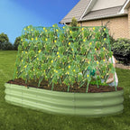 63" Tall Garden Trellis for Climbing Plants Outdoor Cucumber Trellis for Raised Beds Metal U-Frame Arch Tunnel Tomato Cage with Garden Netting for Garpes/Pea/Zucchini/Squash/Bean/Vines