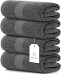 Luxury White Bath Towels Large - 100% Soft Cotton 700 GSM | Absorbent Hotel Bathroom Towel | 27 inch X 54 inch | Set of 4 | Gray