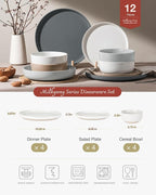 Famiware Milkyway Plates and Bowls Set, 12 Pieces Dinnerware Sets, Dishes Set for 4, Multi-color