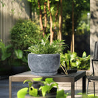 SQOWL Ceramic Pot for Plants - 10 Inch Plant Pot Indoor with Drainage Hole and Saucer, Round Ceramic Planter, Decorative Large Flower Pot Outdoor, Home Office Room Decor, Garden Gifts, Gray