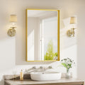 16x24 inch Gold Bathroom Mirrors for Over Sink, Metal Framed Wall Rectangle Mirror, Small Modern Bathroom Vanity Mirror, HD Tempered Glass Wall Mirror(Horizontal/Vertical)