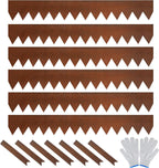 Worth Garden 6 Pack Pre-Rusted Cor-Ten Steel Landscape Edging - 40" L x 5.5" H Each (20ft Total) - No-Dig Hammer-in Heavy Duty 14-Gauge Metal Border w/ 7 Clips & Gloves - Edge for Lawn Yard
