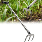 Hand Rake Garden Tool - 75" Long Handle Potato Cultivator Weeding Rakes, 3-Tine Heavy Duty Carbon Steel with D Grip for Raised Garden Beds