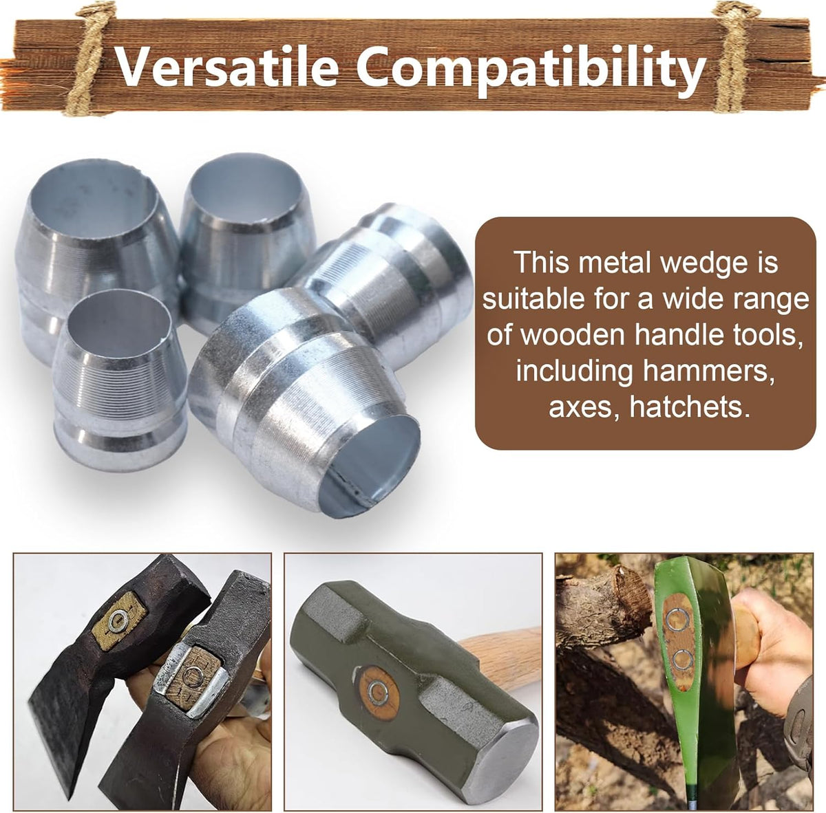 21 PCS Round Axe Handle Wedge Safety Metal Wedge Hammer Handle Wedges for Axe Hammer Sledge (0.31/0.39/0.47 Inch)
