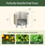 Rolling Metal Citrus Tree Planter, Self-Watering Round Planter Box for Porch Patio & Backyard, Raised Garden Bed with Wheels for Growing Trees Tomatoes Vegetables and Flowers, Single Pack-Pearl White