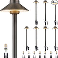 Brass Low Voltage Path Lights - 12V Landscaping Pathway Light IP65 Waterproof, Wired Walkway Lighting Outdoor, LED Bronze for Lawn Area Backyard with 3W 2700K Warm White G4 Bulb (8 Pack)