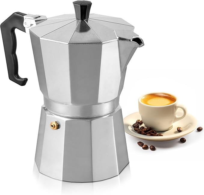 Mixpresso 3 Cup Moka Pot Cuban Coffee Maker, Moka Pot for Gas, Electric Stove Top, Classic Italian Coffee Maker, Stovetop Espresso Maker, Camping Pot Makes 3 Espresso Cup 5 Oz