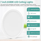 Flush Mount Ceiling Light Fixtures,18W Flat led Light for Ceiling,6500K 1800LM Ultra Thin Round White Lamp for Bedroom Kitchen,Bathroom,Garage,Living Room, Dining Room