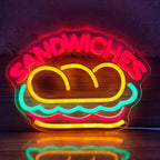 Sandwiches Neon Sign Sandwich Sign Food Neon Signs for Wall Decor, Sandwich Decorate for Home Kitchen Restaurant Store Fast Food Man Cave Party Decor, 12.9" x 9.2"