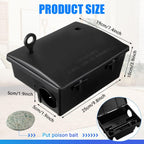 Qualirey 4 Pack Rat Bait Stations Large Rodent with Key Reusable Mouse Stations Mice Blocks Heavy Duty Boxes for Outdoor Rodents Mice Blocks, Bait Not Included, Black (9.8 x 7.5 x 3.9 Inches)