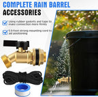 JaGely 3 Sets Brass Rain Barrel Spigot Kit 1/2" Inlet to 3/4" Quarter Turn Ball Valve with Bulkhead Fitting, Brass Bulkhead Faucet Kit with Thread Tape and 9.8ft Traction Rope for Water Tanks, Pools