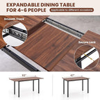Giantex 3-Piece Dining Table Set for 4-8, 63” Extendable Dining Table with 2 Benches, Metal Frame, Dinette Table Set for Dinner, Breakfast Nook, Kitchen, Living Room, Restaurant, Walnut