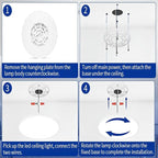 20 Inch Led Flush Mount Ceiling Light Fixture Dimmable with Remote Control, White, Ultra Thin, 48W 4800Lumen, for Bedroom, Living Room, Kitchen, Dining Room, Home Office