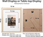 KINLINK 11x14 Picture Frame Natural, Solid Wood Frames 14x11 with Acrylic Plexiglass for Pictures 5x7/8x10 with Mat or 11x14 without Mat, Tabletop and Wall Display Photo Frame Set of 4