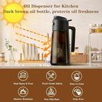 Kitchen Upgraded Made Oil Sprayer for Cooking, Dark Brown 2 in 1 Spray and Pour Mist Olive Oil Dispenser 16oz 470ml Glass Oil Spray Bottle, Air Fryer (White+Green)