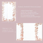 PONATIA 50 PCS Vellum Jackets for 5x7 Wedding Invitation Cards- 135gsm Floral Printed Vellum Sleeves, Invitation Cards Wraps (Rose Gold Foil)