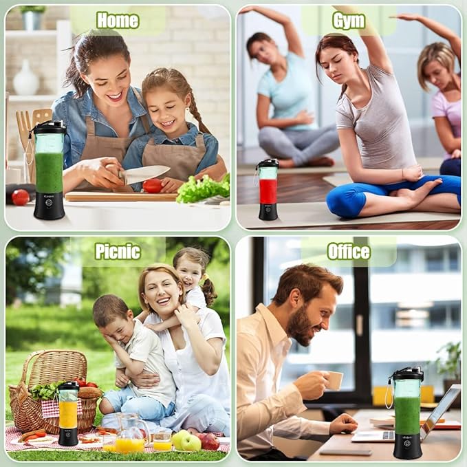 Portable Blender for Smoothies, Freshly Squeezed Juices, Milk shakes and Baby food, 20 oz BPA Free, Suitable for Outdoor Sports, Family, Travel. （Black）