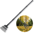 Small Rake for Gardening 63 Inch Adjustable Heavy Duty Garden Leaf Rakes Garden Tools 11 Metal Tines Small Garden Rake for Shrub Flower Bed Mulch Camping, Black