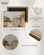 InSimSea Framed Wall Art for Living Room Classical Cityscape Artwork Wall Decorations View of Venice Canvas Prints Bathroom Pictures Farmhouse Office Home Wall Decor 12x16in
