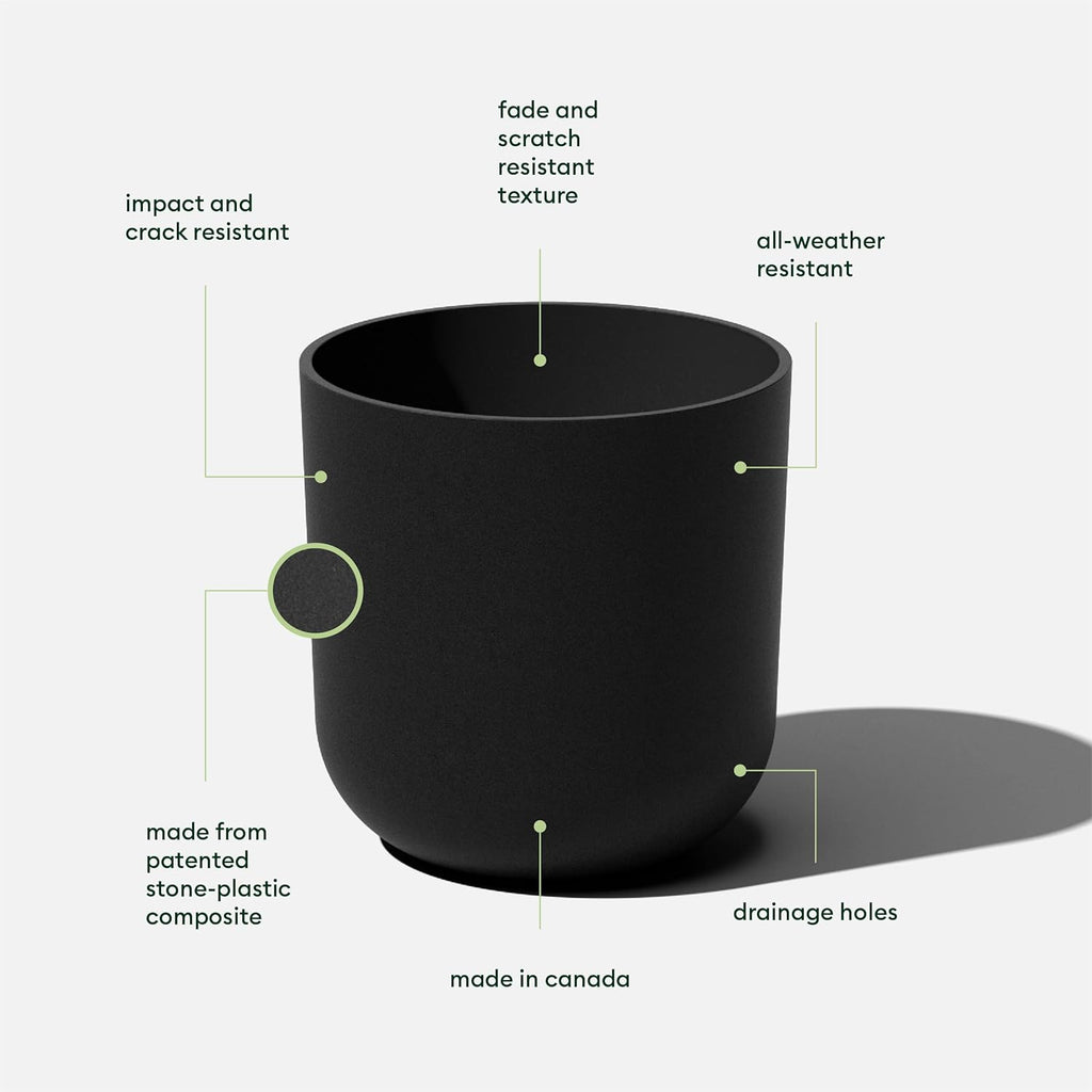 Veradek Round Black Plastic Planter Pots for Indoor/Outdoor Garden Use, with Drainage Holes, Suitable for Small to Large Succulent Plants, Flowers, Modern Interior Plants