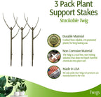 Stackable Plant Support Stakes, Stem Holder Structures for Indoor & Outdoor Use, Garden Accessories for Climbing & Potted Plants, Trellis Alternative - Moonstone, 3 Pack, 17" L